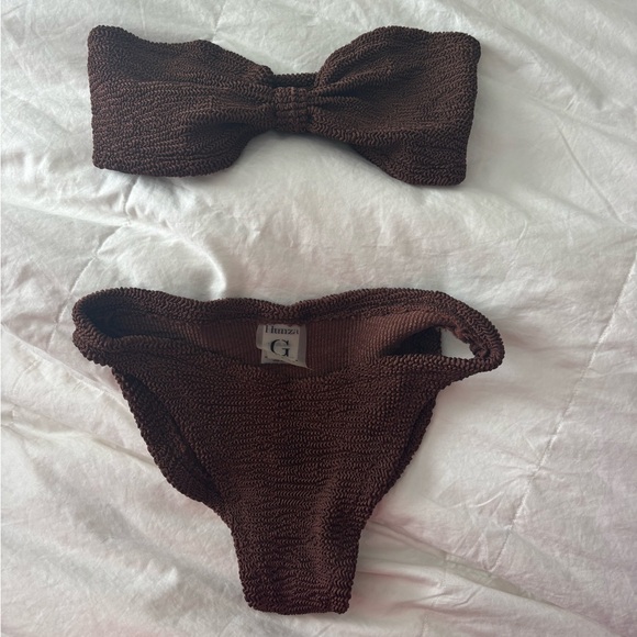 Hunza G Other - Hunza G Brown Textured Bandeau Bikini Set